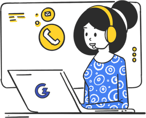A girl wearing headphone working as a customer support executive