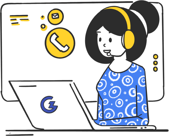 A girl wearing headphone working as a customer support executive