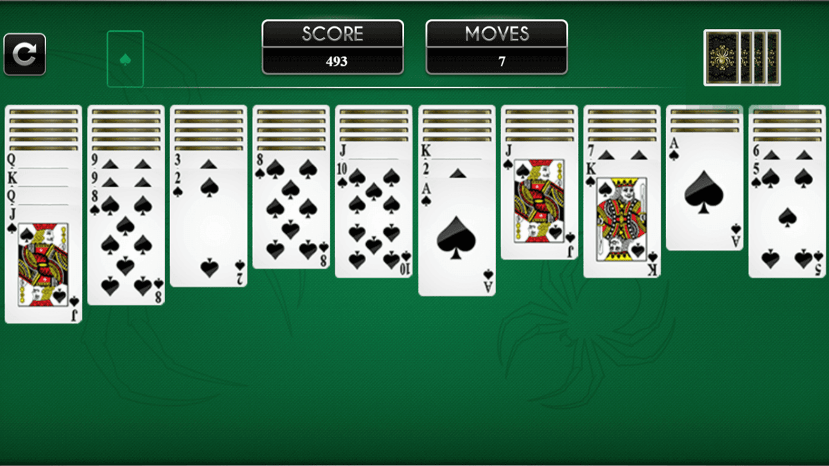 Spider Solitaire game screenshot