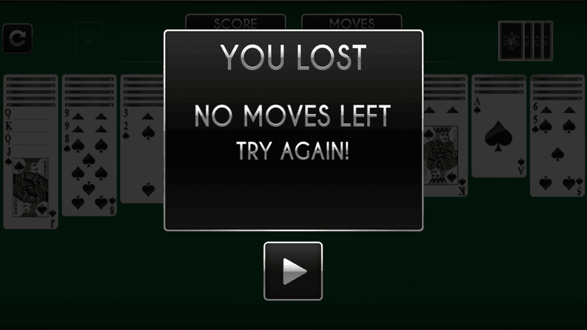 Spider Solitaire game screenshot