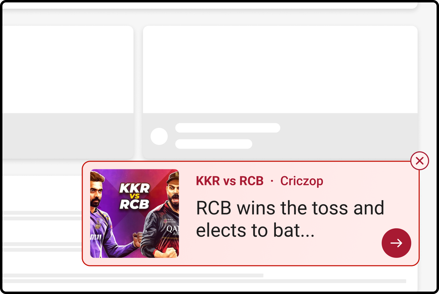 Cricket widget