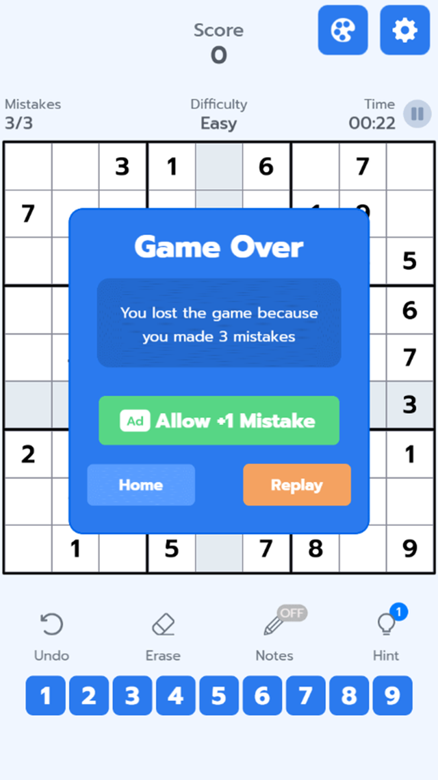 Sudoku Classic game screenshot