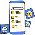 Mobile with search bar and games app section