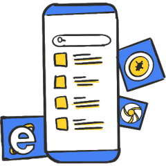 Mobile with search bar and games app section