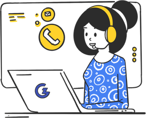 A girl wearing headphone working as a customer support executive